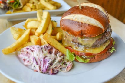 burger and fries on plate best places to eat edinburgh penguin and pia