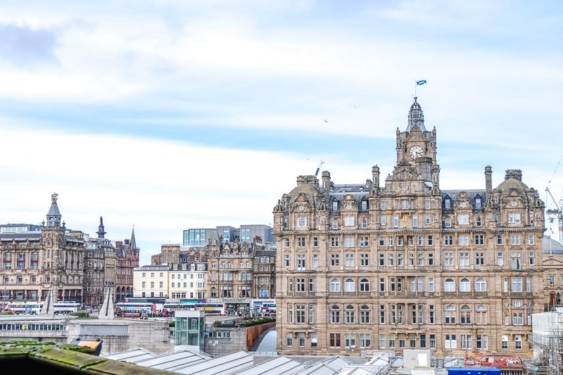 large hotel with clock tower in edinburgh scotland the balmoral