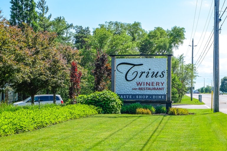 large sign by roadway for trius winery niagara on the lake