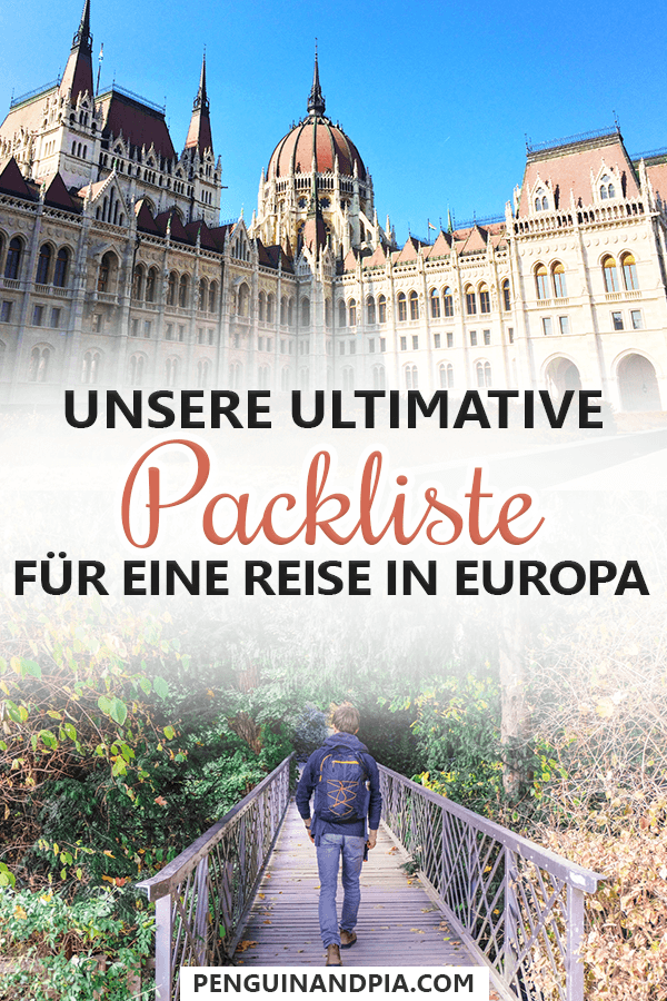 Packliste für eine Reise in Europa Pin