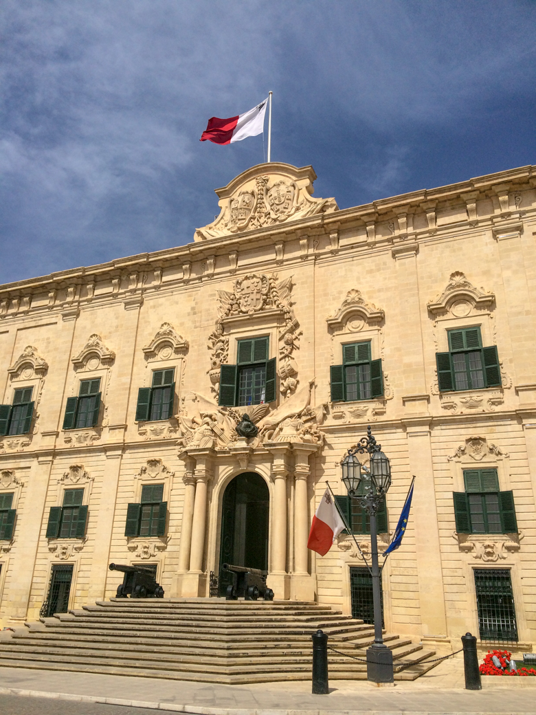 Auberge Castille with malta flag on top