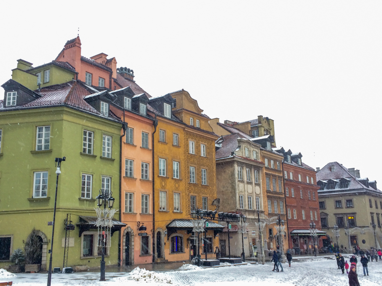 colourful old town buildings of warsaw poland 