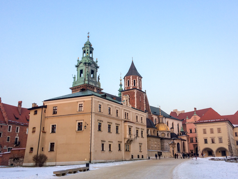 wawel colourful castle in poland with blue sky