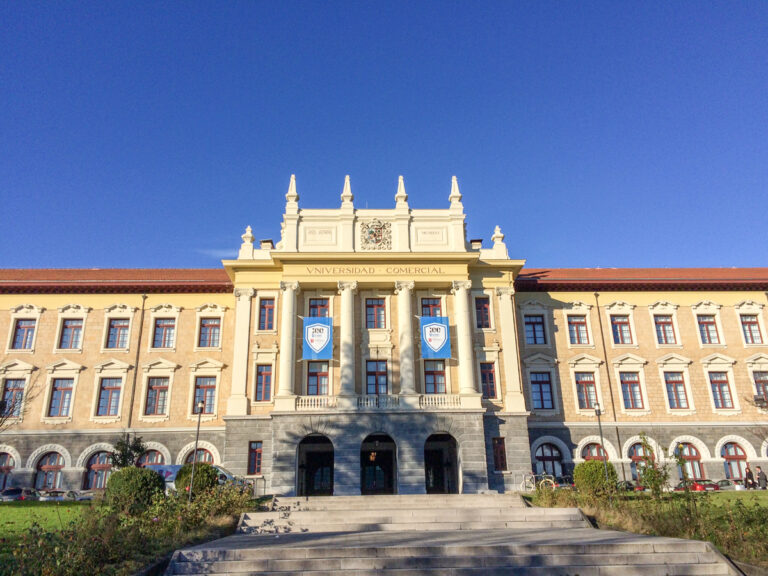 university building in spain with blue sky during study abroad
