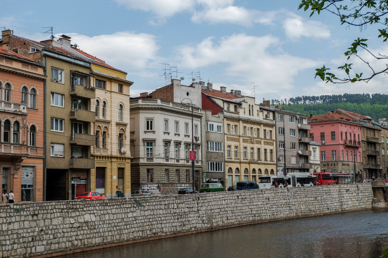austrian hungarian architecture in sarajevo by the river