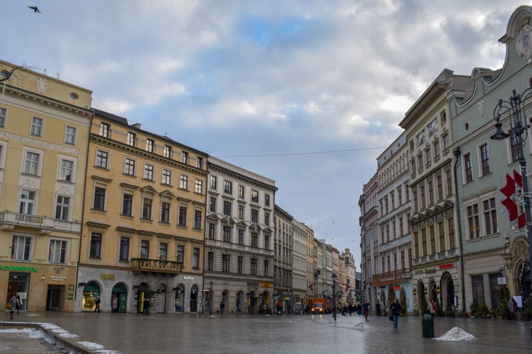 Krakau Altstadt Gebäude und Kopfsteinpflaster