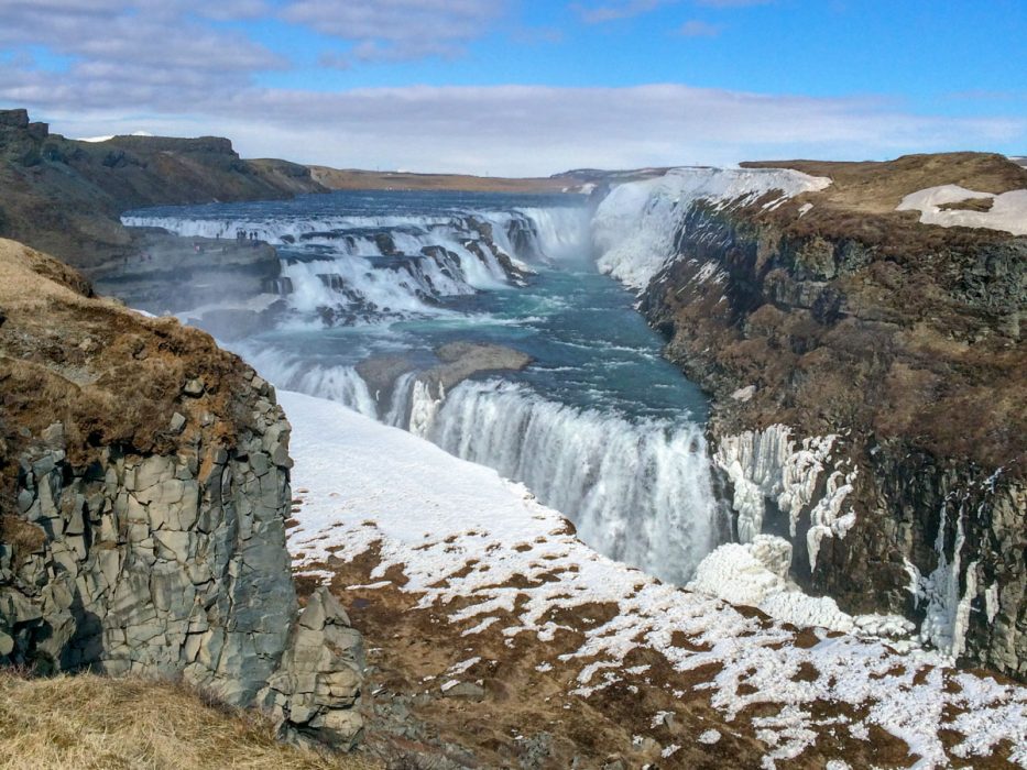 rushing waterfall in iceland golden circle tour