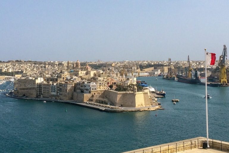 blue harbour with old city peninsula malta sightseeing 