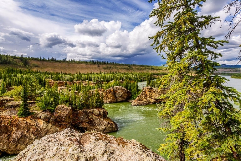 See mit grünen Bäumen in Kanada Yukon