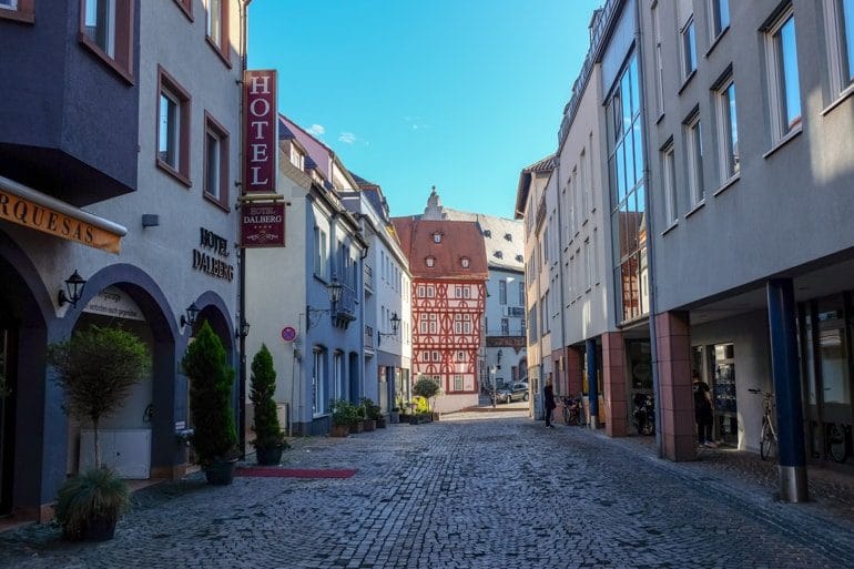 old town street with hotel things to do in aschaffenburg