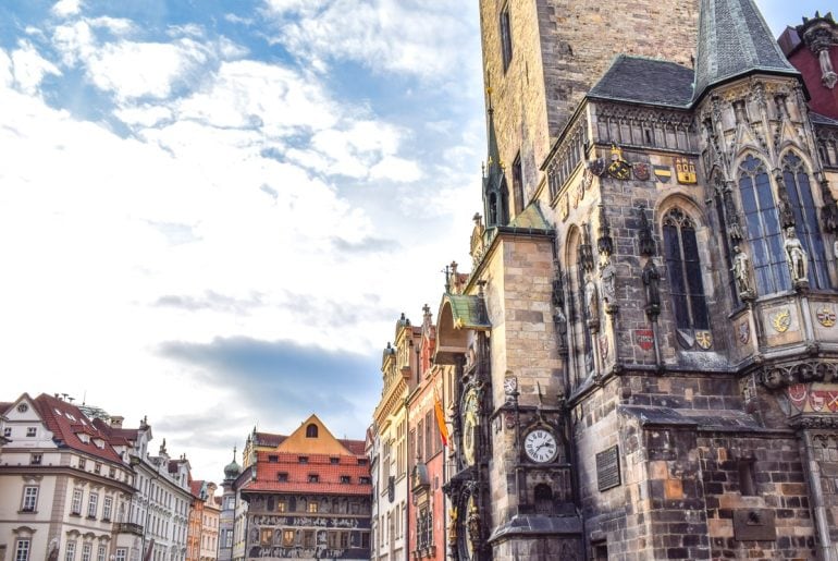 old town buildings with sunshine one day in prague