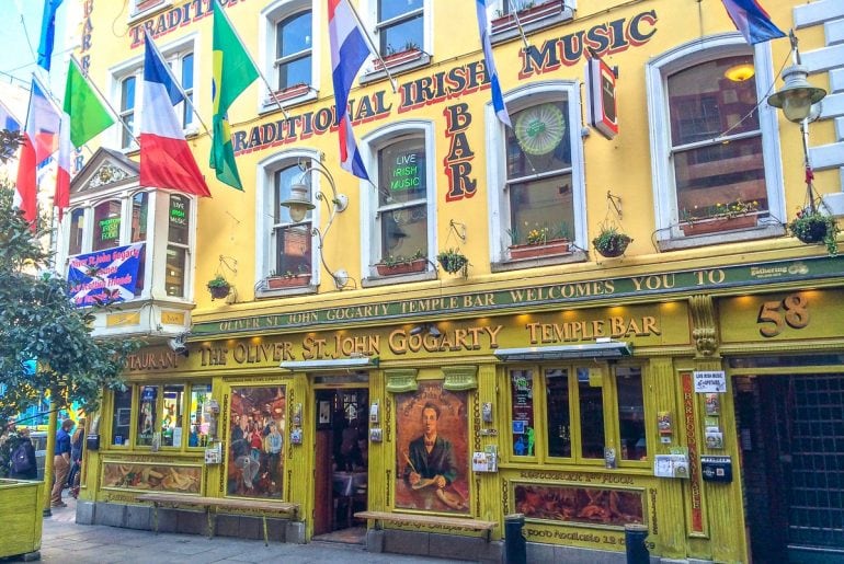 bar in dublin with flags on outside where to stay in dublin
