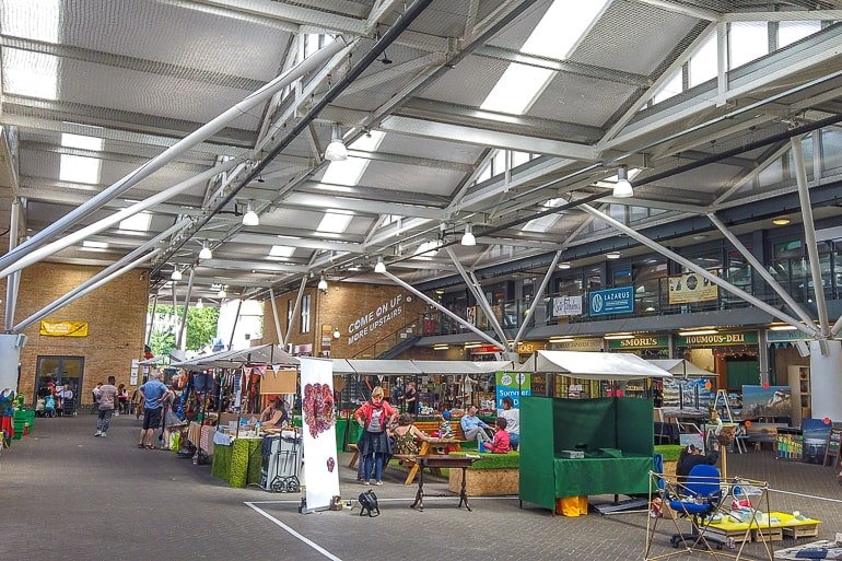 indoor market place with stalls set up in brighton.