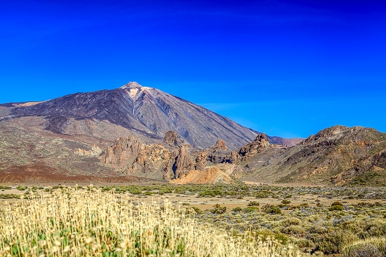 mountain with valley and plants at bottom el teide spain attractions