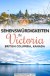 Fotos von Hafen mit Booten und kanadischer Flagge und zweites Foto von blauem Meer mit Wolken sowie Text darüber