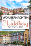 Fotos von bunten Gebäuden in Heidelberg Altstadt mit Text darüber